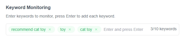 关键词设置界面